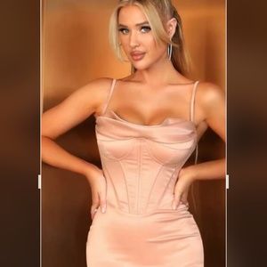 Pink PARTHEA Boning Push Up Padded Corset Dress (XS)